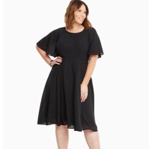 Torrid Georgette Lace Up Back Midi Dress - Black